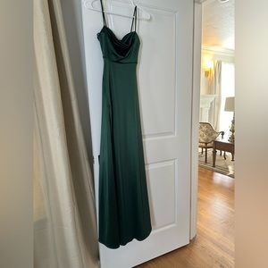 Emerald Green Formal Gown with High Slit